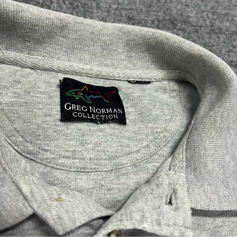 Vintage Greg Norman Collection Rainbow Shark Logo Polo Shirt Mens XL Gray Golf